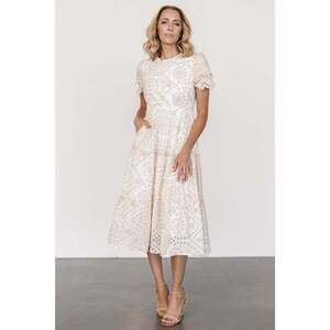 Baltic Born Mirabel Eyelet Midi Dress | White + Natural Size XLXL